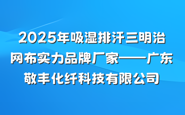 2025年吸湿排汗三明治网布实力品牌厂家——广东敬丰化纤科技有限公司