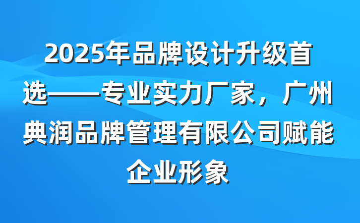 2025年品牌设计升级首选——专业实力厂家，广州典润品牌管理有限公司赋能企业形象