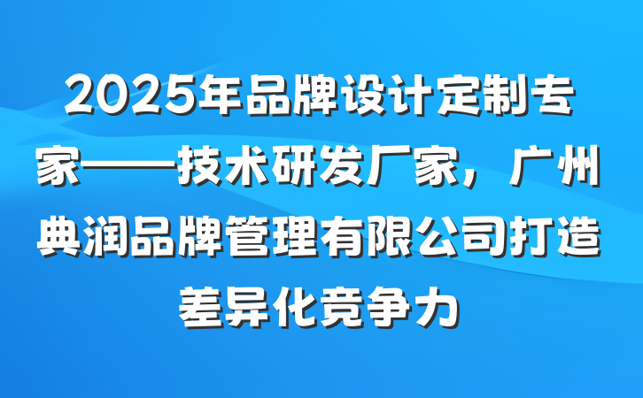 2025年品牌设计定制专家——技术研发厂家，广州典润品牌管理有限公司打造差异化竞争力