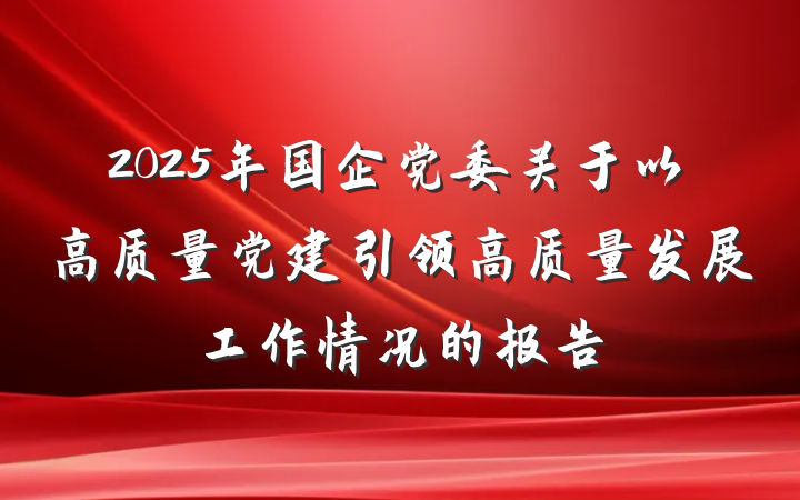 2025年国企党委关于以高质量党建引领高质量发展工作情况的报告
