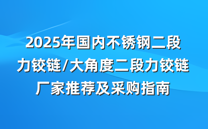 2025年国内不锈钢二段力铰链/大角度二段力铰链厂家推荐及采购指南