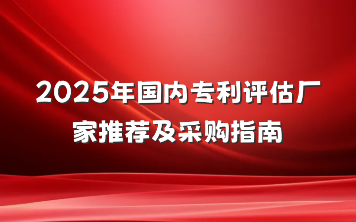 2025年国内专利评估厂家推荐及采购指南