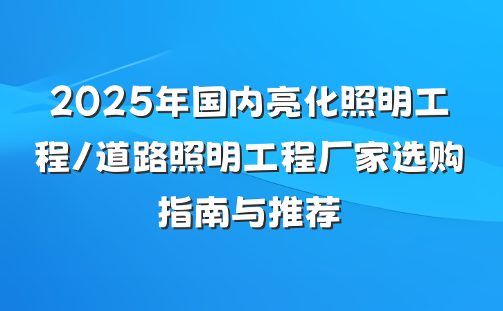 2025年国内亮化照明工程/道路照明工程厂家选购指南与推荐