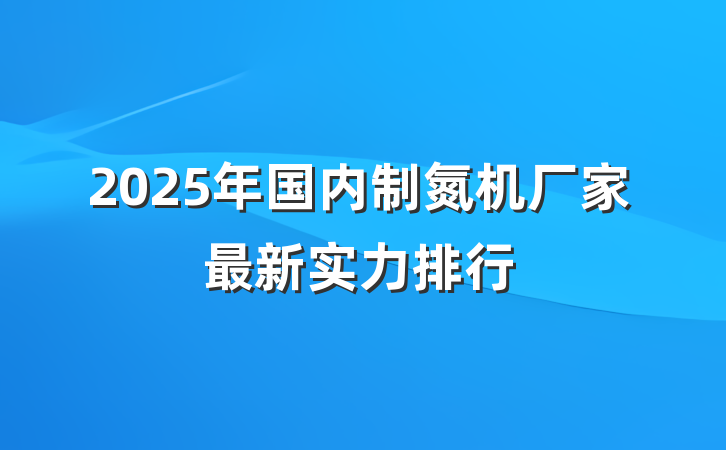 2025年国内制氮机厂家最新实力排行