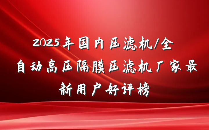 2025年国内压滤机/全自动高压隔膜压滤机厂家最新用户好评榜