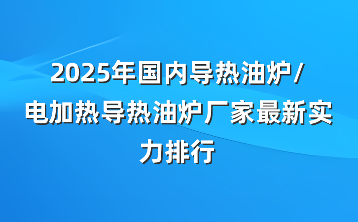 2025年国内导热油炉/电加热导热油炉厂家最新实力排行