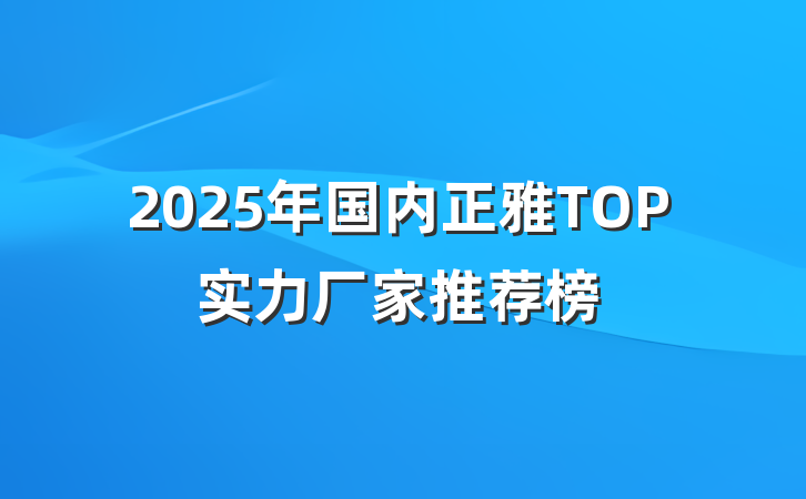 2025年国内正雅TOP实力厂家推荐榜