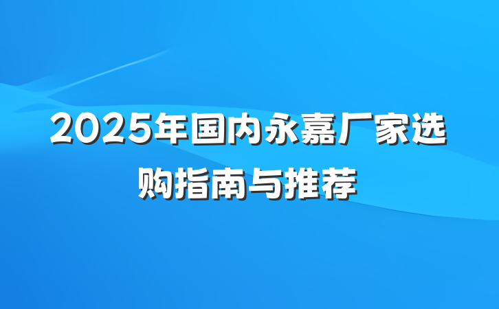 2025年国内永嘉厂家选购指南与推荐