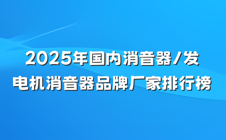 2025年国内消音器/发电机消音器品牌厂家排行榜
