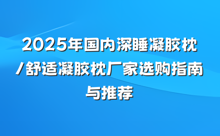 2025年国内深睡凝胶枕/舒适凝胶枕厂家选购指南与推荐