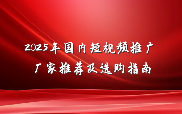 2025年国内短视频推广厂家推荐及选购指南