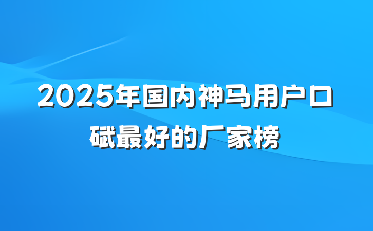 2025年国内神马用户口碑最好的厂家榜