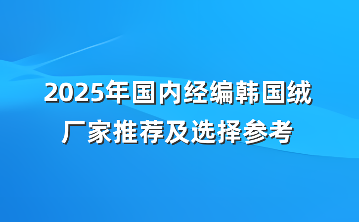 2025年国内经编韩国绒厂家推荐及选择参考