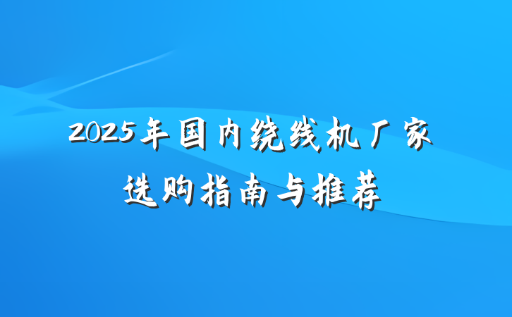 2025年国内绕线机厂家选购指南与推荐