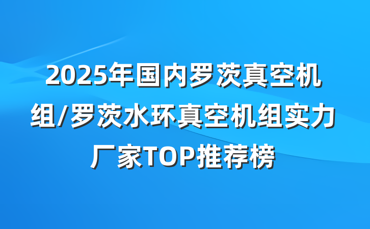2025年国内罗茨真空机组/罗茨水环真空机组实力厂家TOP推荐榜