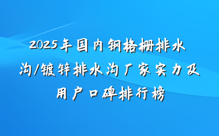 2025年国内钢格栅排水沟/镀锌排水沟厂家实力及用户口碑排行榜