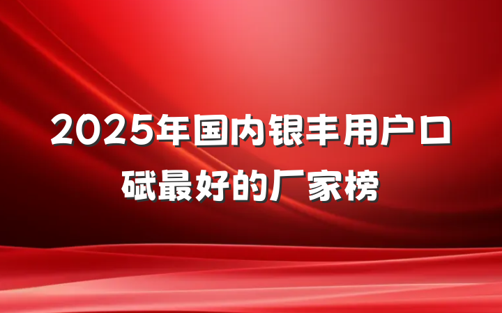 2025年国内银丰用户口碑最好的厂家榜