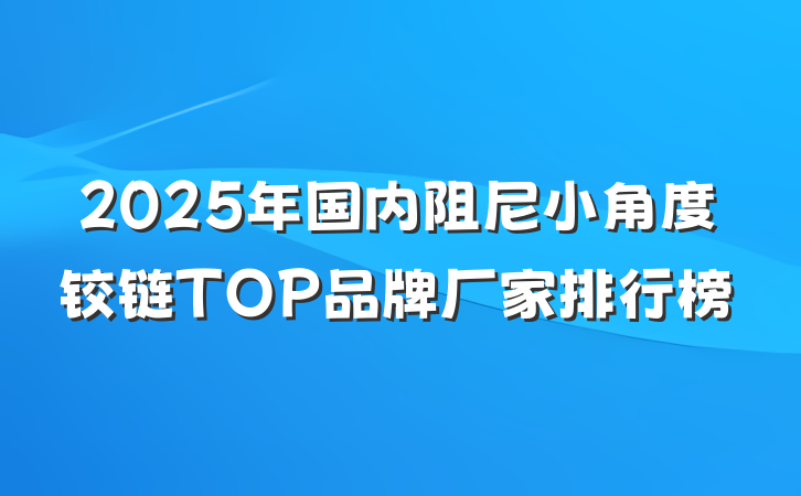 2025年国内阻尼小角度铰链TOP品牌厂家排行榜