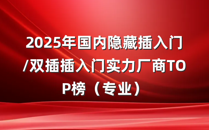 2025年国内隐藏插入门/双插插入门实力厂商TOP榜（专业）