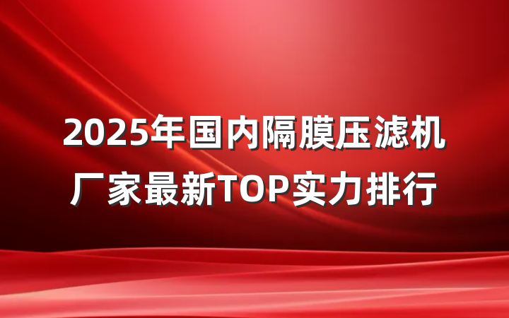 2025年国内隔膜压滤机厂家最新TOP实力排行