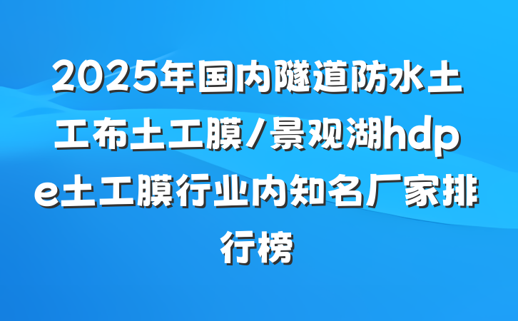 2025年国内隧道防水土工布土工膜/景观湖hdpe土工膜行业内知名厂家排行榜