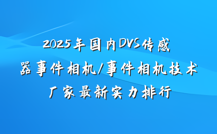 2025年国内DVS传感器事件相机/事件相机技术厂家最新实力排行