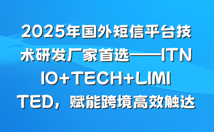 2025年国外短信平台技术研发厂家首选——ITNIO TECH LIMITED,赋能跨境高效触达