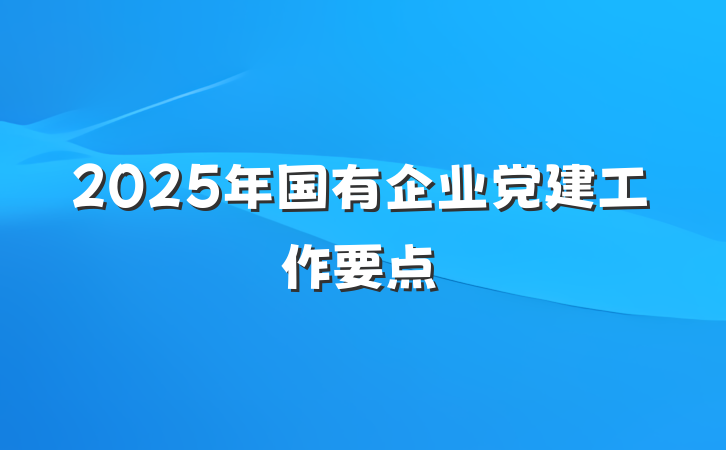 2025年国有企业党建工作要点