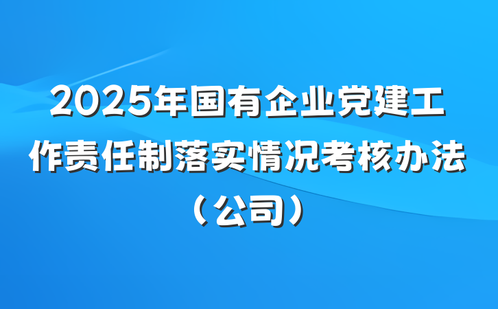 2025年国有企业党建工作责任制落实情况考核办法（公司）