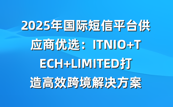 2025年国际短信平台供应商优选:ITNIO TECH LIMITED打造高效跨境解决方案