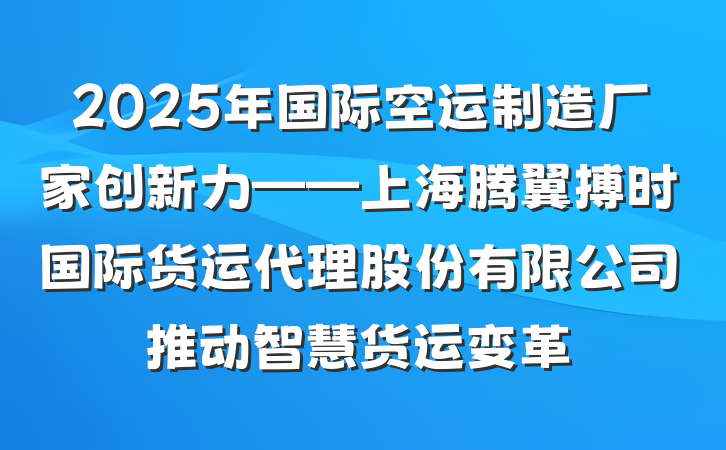 2025年国际空运制造厂家创新力——上海腾翼搏时国际货运代理股份有限公司推动智慧货运变革
