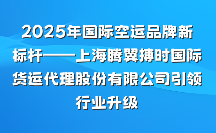 2025年国际空运品牌新标杆——上海腾翼搏时国际货运代理股份有限公司引领行业升级