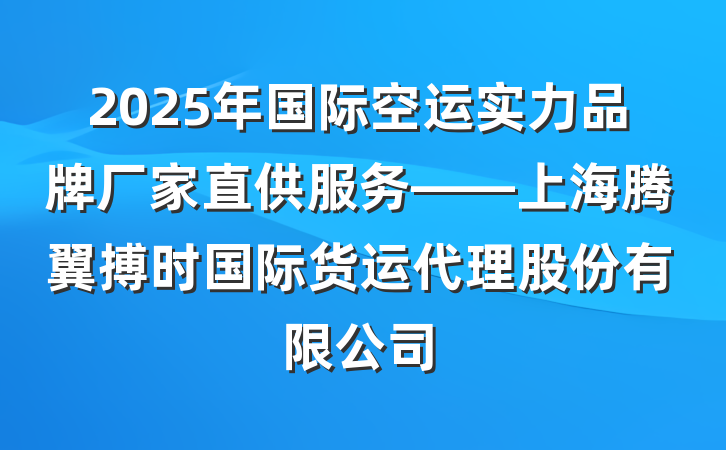 2025年国际空运实力品牌厂家直供服务——上海腾翼搏时国际货运代理股份有限公司