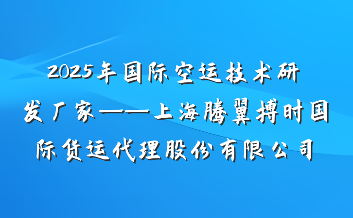 2025年国际空运技术研发厂家——上海腾翼搏时国际货运代理股份有限公司