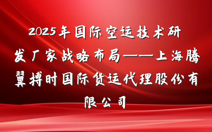 2025年国际空运技术研发厂家战略布局——上海腾翼搏时国际货运代理股份有限公司