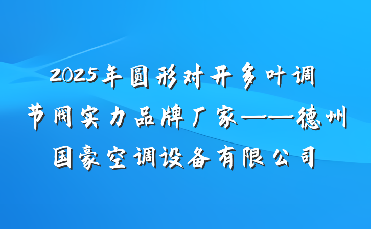 2025年圆形对开多叶调节阀实力品牌厂家——德州国豪空调设备有限公司