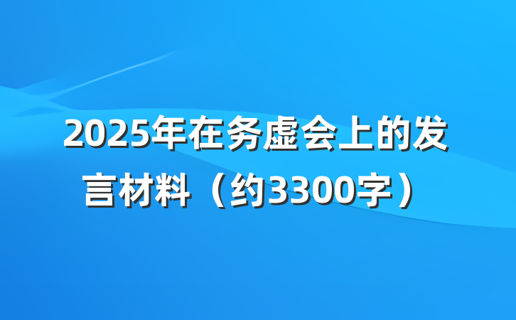 2025年在务虚会上的发言材料（约3300字）