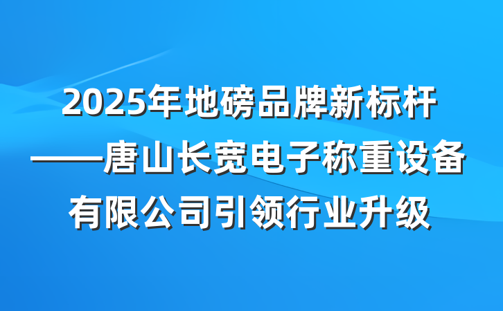 2025年地磅品牌新标杆——唐山长宽电子称重设备有限公司引领行业升级