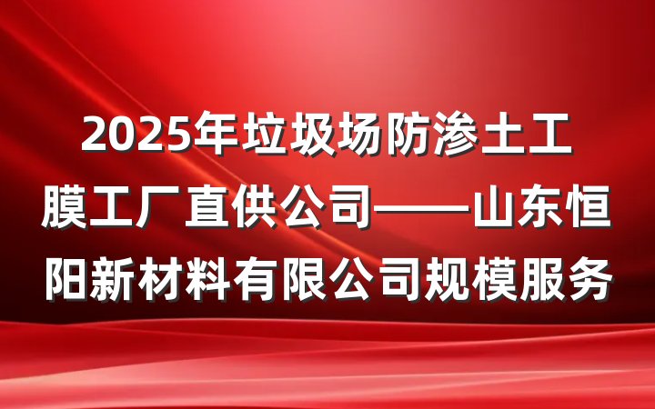 2025年垃圾场防渗土工膜工厂直供公司——山东恒阳新材料有限公司规模服务