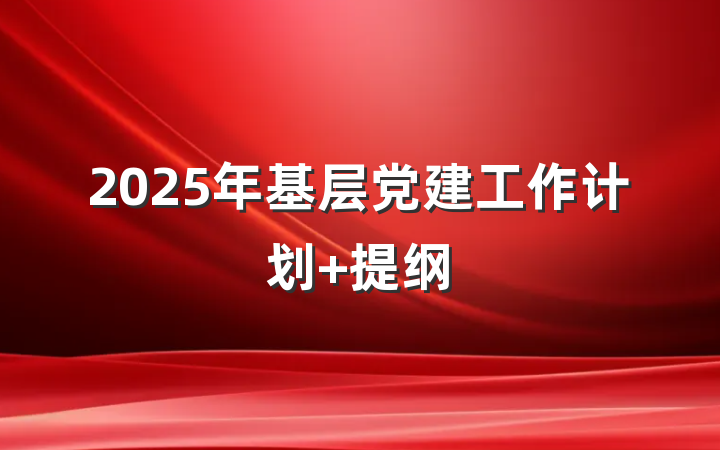 2025年基层党建工作计划 提纲