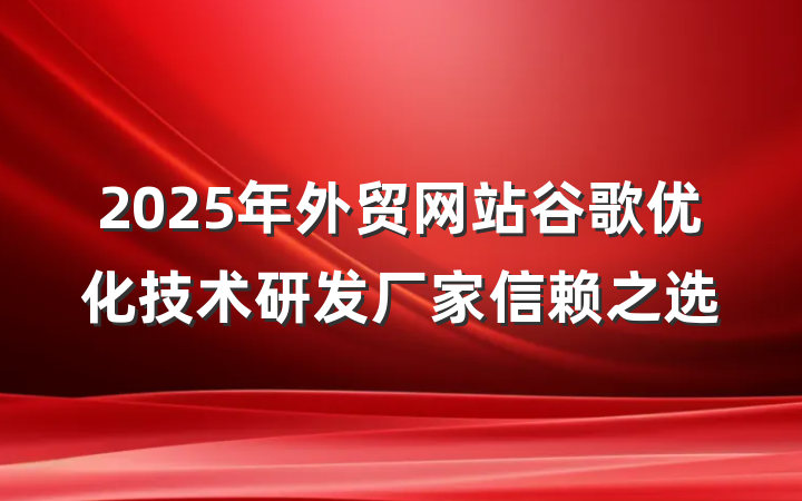 2025年外贸网站谷歌优化技术研发厂家信赖之选