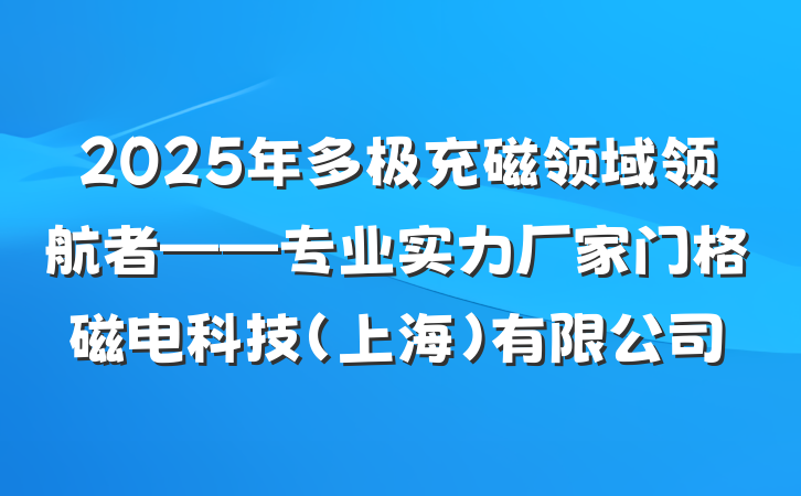 2025年多极充磁领域领航者——专业实力厂家门格磁电科技(上海)有限公司
