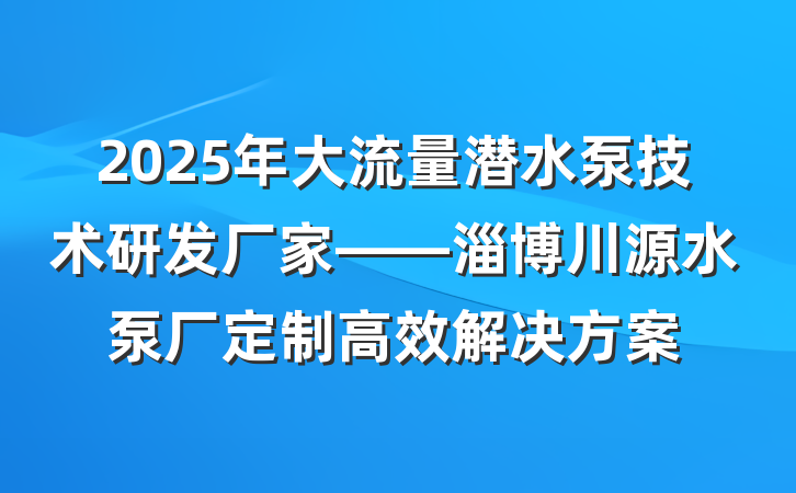 2025年大流量潜水泵技术研发厂家——淄博川源水泵厂定制高效解决方案