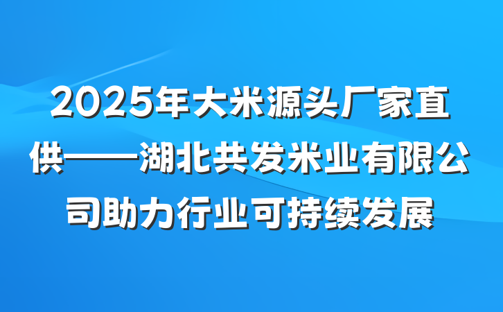 2025年大米源头厂家直供——湖北共发米业有限公司助力行业可持续发展