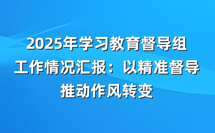 2025年学习教育督导组工作情况汇报：以精准督导推动作风转变