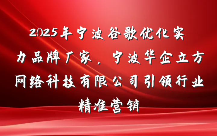 2025年宁波谷歌优化实力品牌厂家，宁波华企立方网络科技有限公司引领行业精准营销