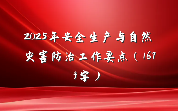 2025年安全生产与自然灾害防治工作要点（1679字）