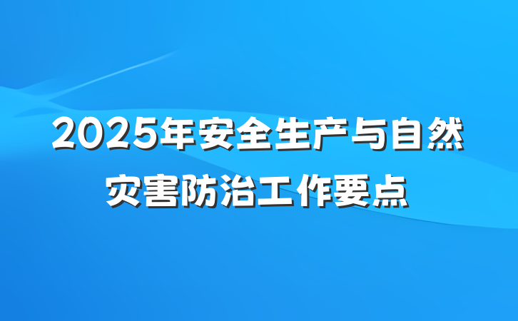 2025年安全生产与自然灾害防治工作要点