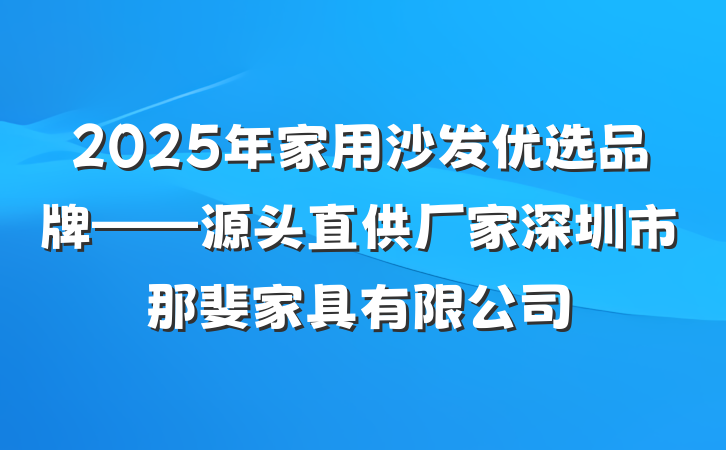 2025年家用沙发优选品牌——源头直供厂家深圳市那斐家具有限公司