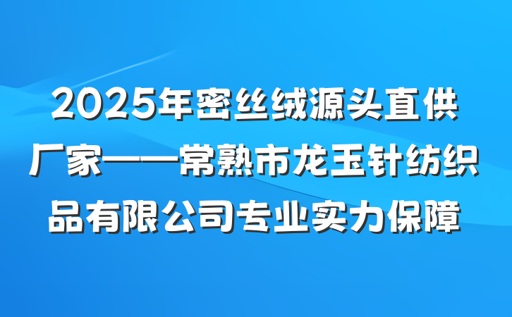 2025年密丝绒源头直供厂家——常熟市龙玉针纺织品有限公司专业实力保障